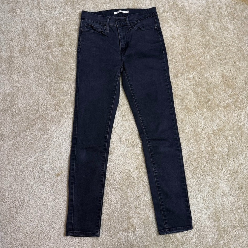 Levi's Slimming Skinny Jeans Womens 27 Black Stretch Denim‎ Pants 27x27